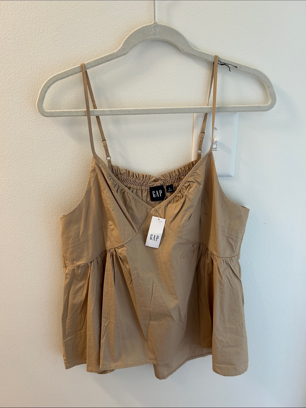 GAP Tan Peplum Cami with Adjustable Spaghetti Straps